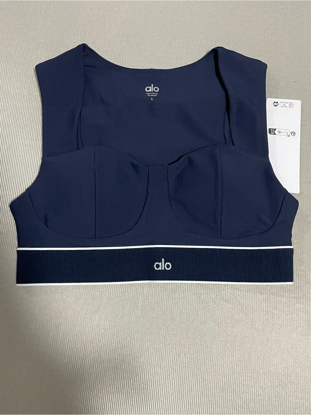 ALO Yoga Navy Sleeveless High-Rise Jumpsuit with White Piping